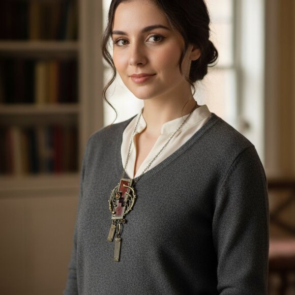 Costume Fashion Jewelry Metal Brooch Pin Pendant Art Deco Inspired OOAK Preowned - Picture 2 of 7